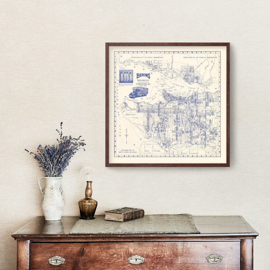 Vintage Map of Vancouver, Canada 1920