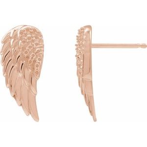 14K Rose Gold Accented Left Angel Wing Earring