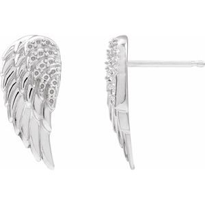 Platinum Accented Left Angel Wing Earring