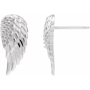 Platinum Accented Right Angel Wing Earring
