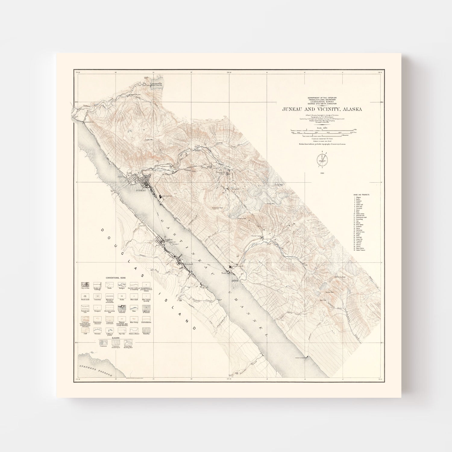 Vintage Map of Juneau, Alaska 1918