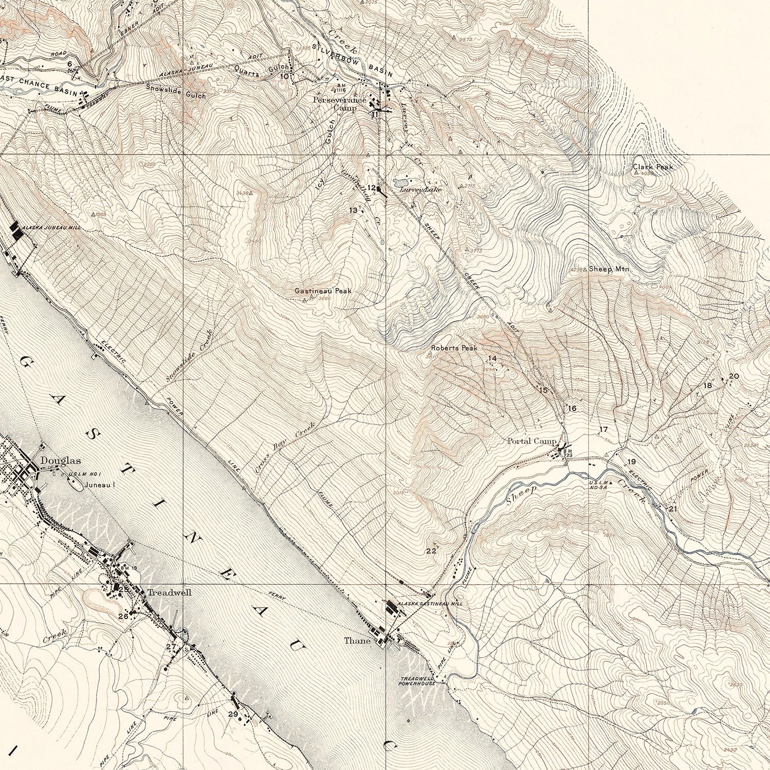 Vintage Map of Juneau, Alaska 1918