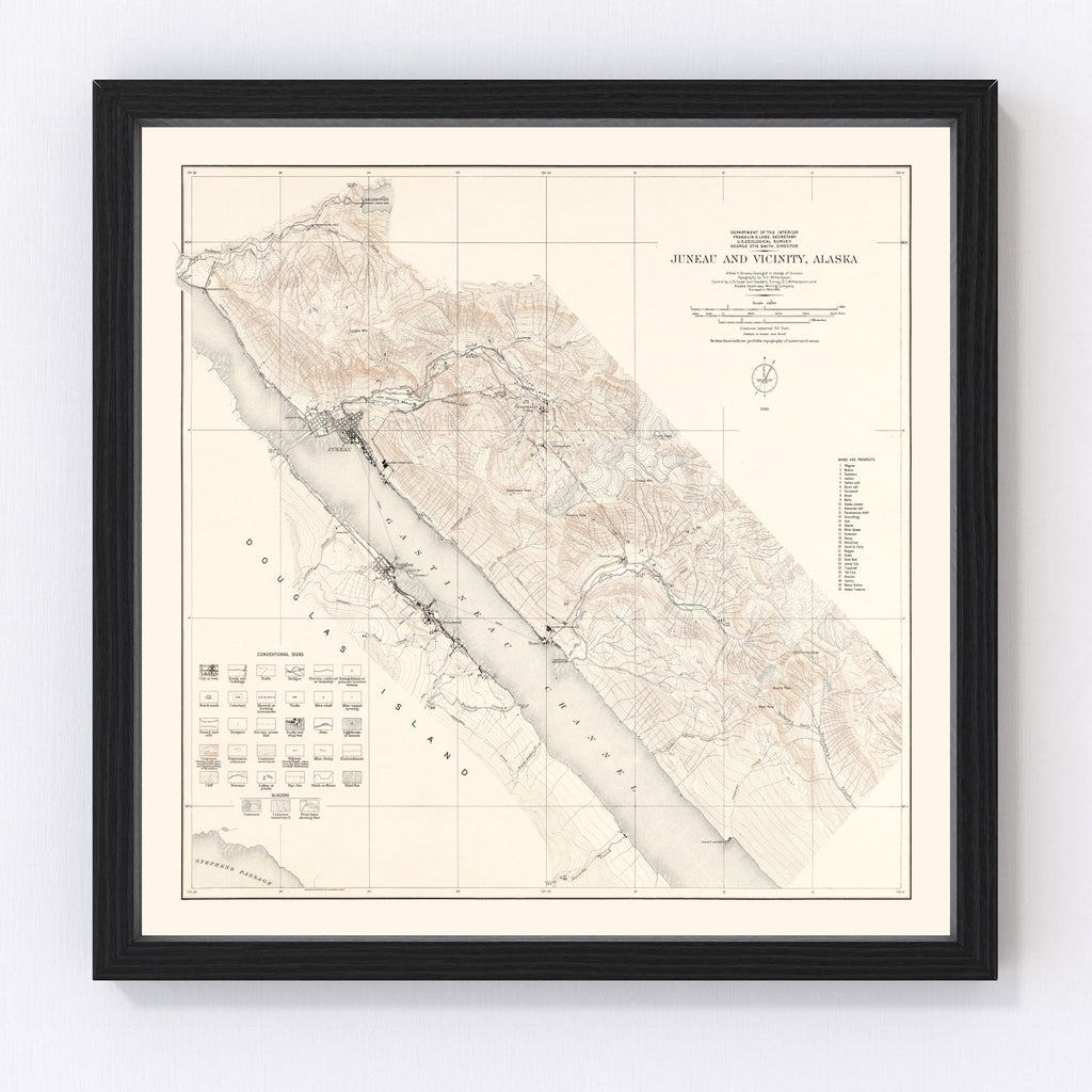 Vintage Map of Juneau, Alaska 1918