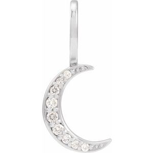 14K White Gold .07 CTW Natural Diamond Crescent Moon Charm/Pendant