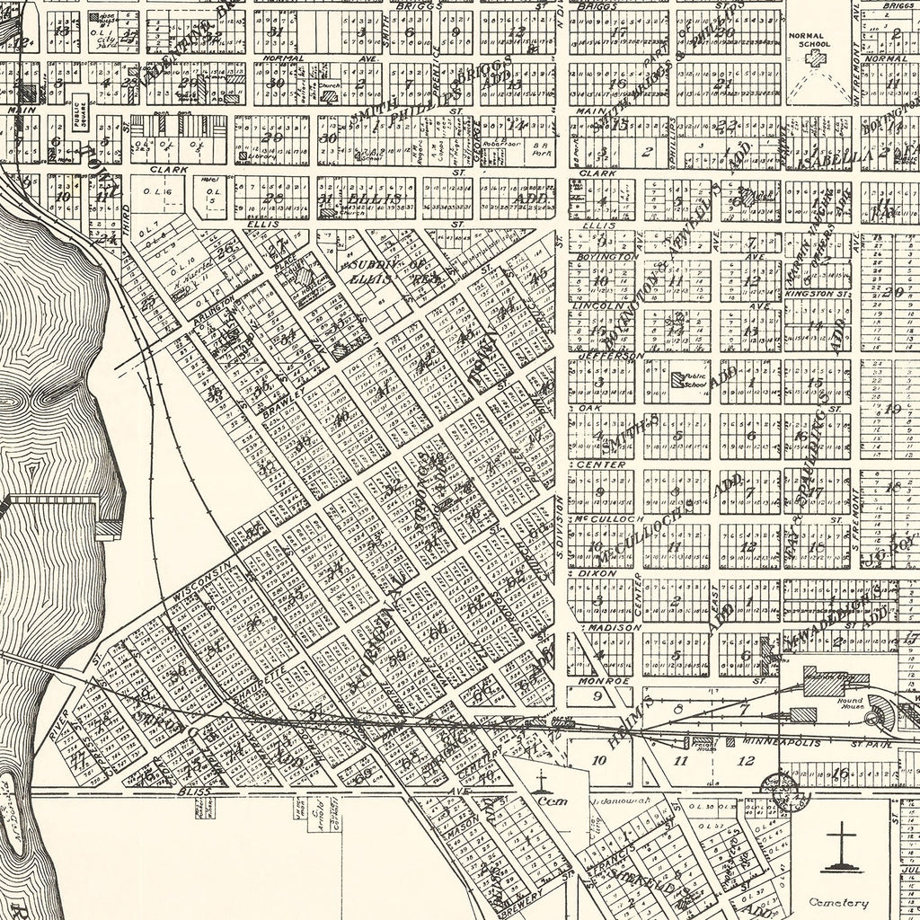 Vintage Map of Stevens Point, Wisconsin 1919