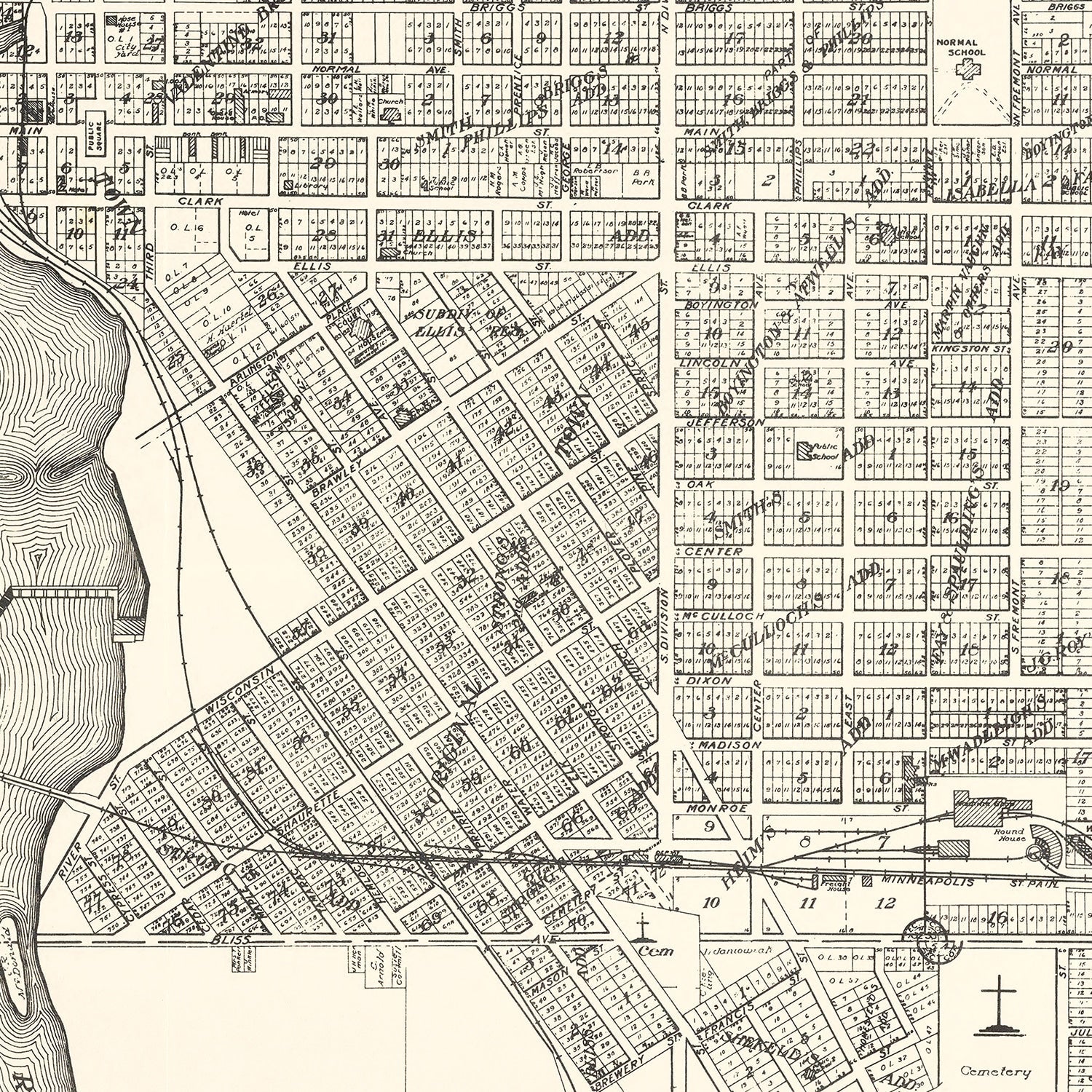 Vintage Map of Stevens Point, Wisconsin 1919
