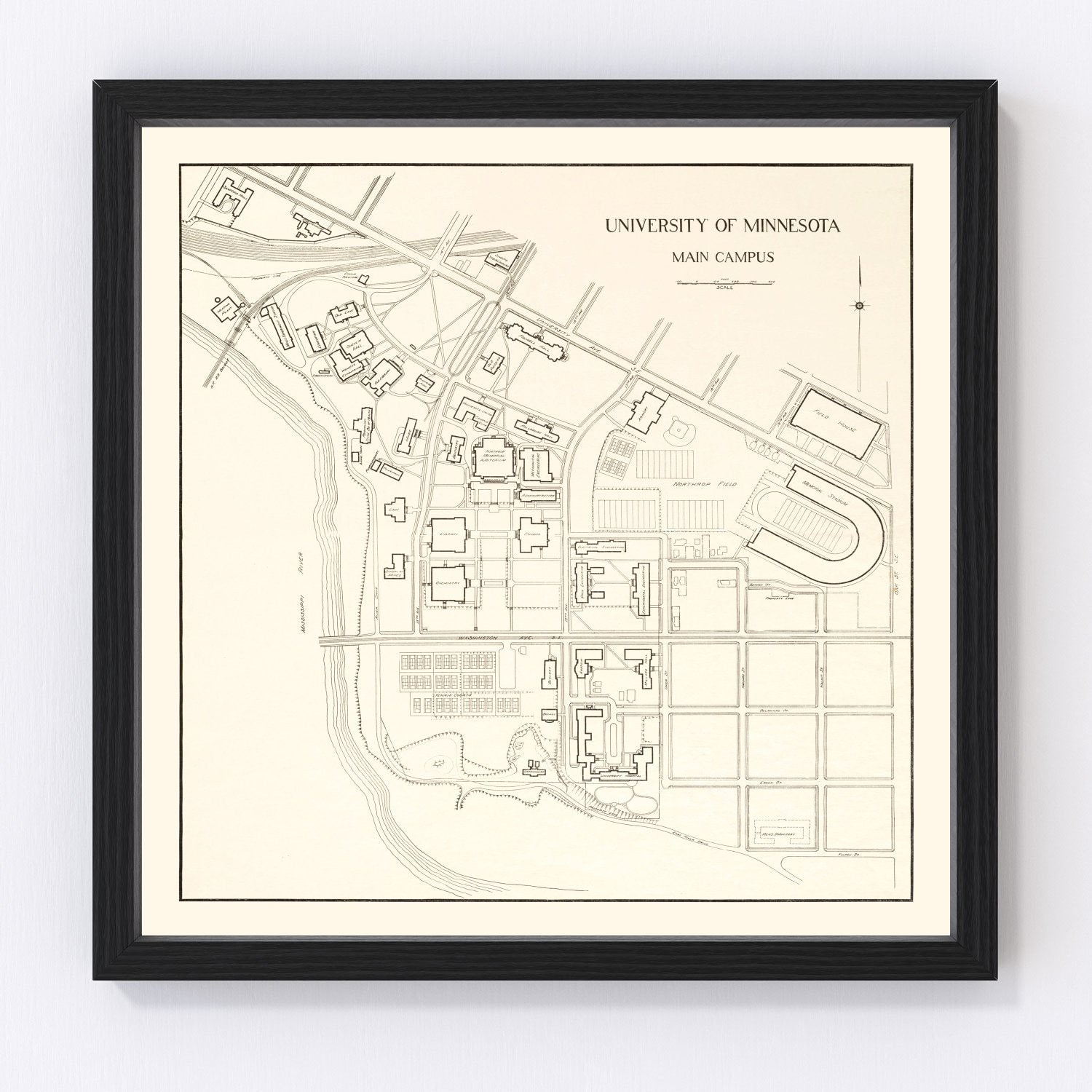 Vintage Campus Map of University of Minnesota 1930