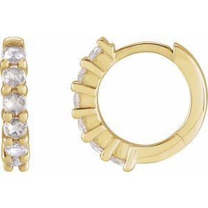 14K Yellow Gold 1/8 CTW Rose-Cut Natural Diamond 12.2 mm Hoop Earring