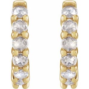 14K Yellow Gold 1/5 CTW Rose-Cut Natural Diamond Hinged 12.2 mm Hoop Earrings