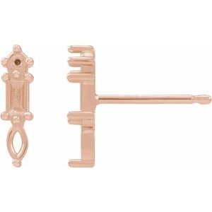 14K Rose Gold Accented Bar Earring Mounting