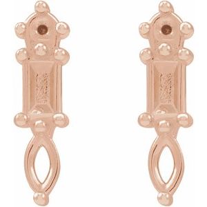14K Rose Gold Accented Bar Earring Mounting – image 2