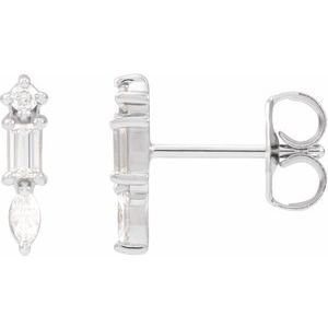 Platinum 1/6 CTW Natural Diamond Bar Earrings
