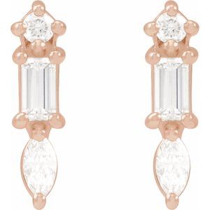 14K Rose Gold 1/6 CTW Natural Diamond Bar Earrings – image 2