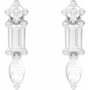 Sterling Silver 1/6 CTW Natural Diamond Bar Earrings – image 2