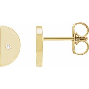 14K Yellow Gold .0025 CT Natural Diamond Quarter Moon Phase Earring