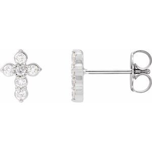 14K White Gold 1/6 CTW Lab-Grown Diamond Cross Earrings