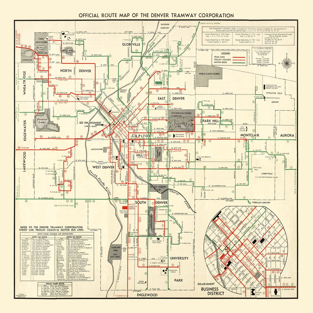 Vintage Railroad Map of Denver 1933