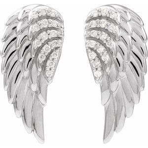 14K White Gold .07 CTW Natural Diamond Angel Wing Earrings – image 2