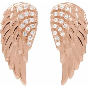 14K Rose Gold .07 CTW Natural Diamond Angel Wing Earrings – image 2