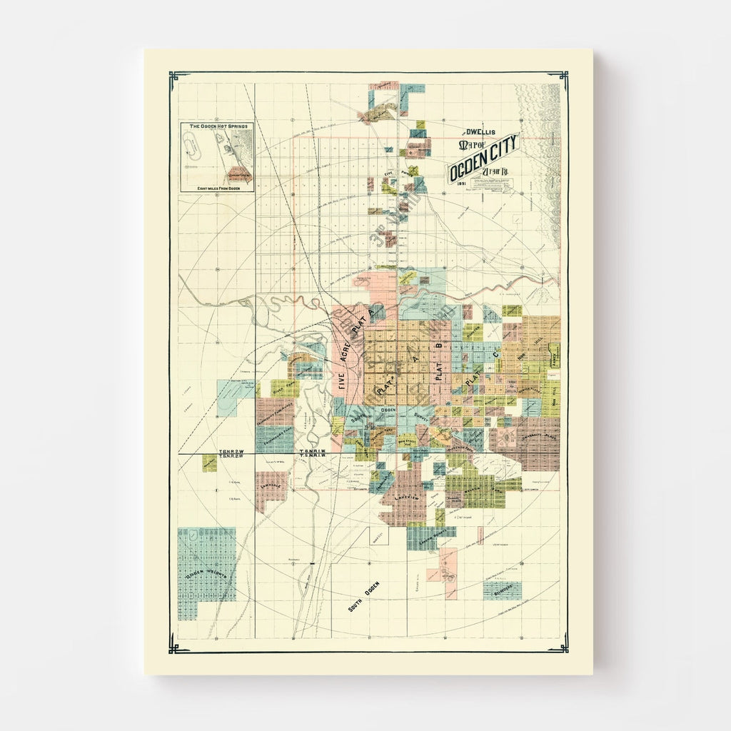 Vintage Map of Ogden, Utah 1891