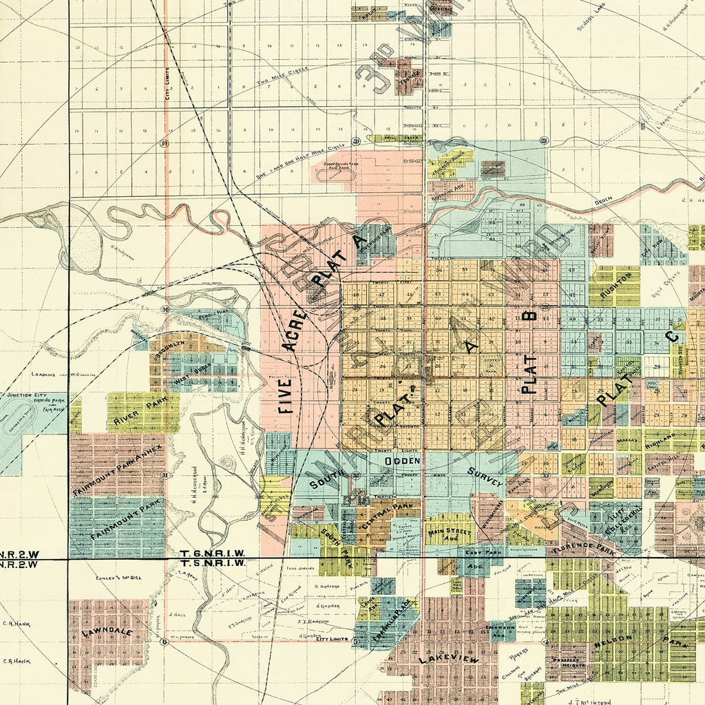Vintage Map of Ogden, Utah 1891