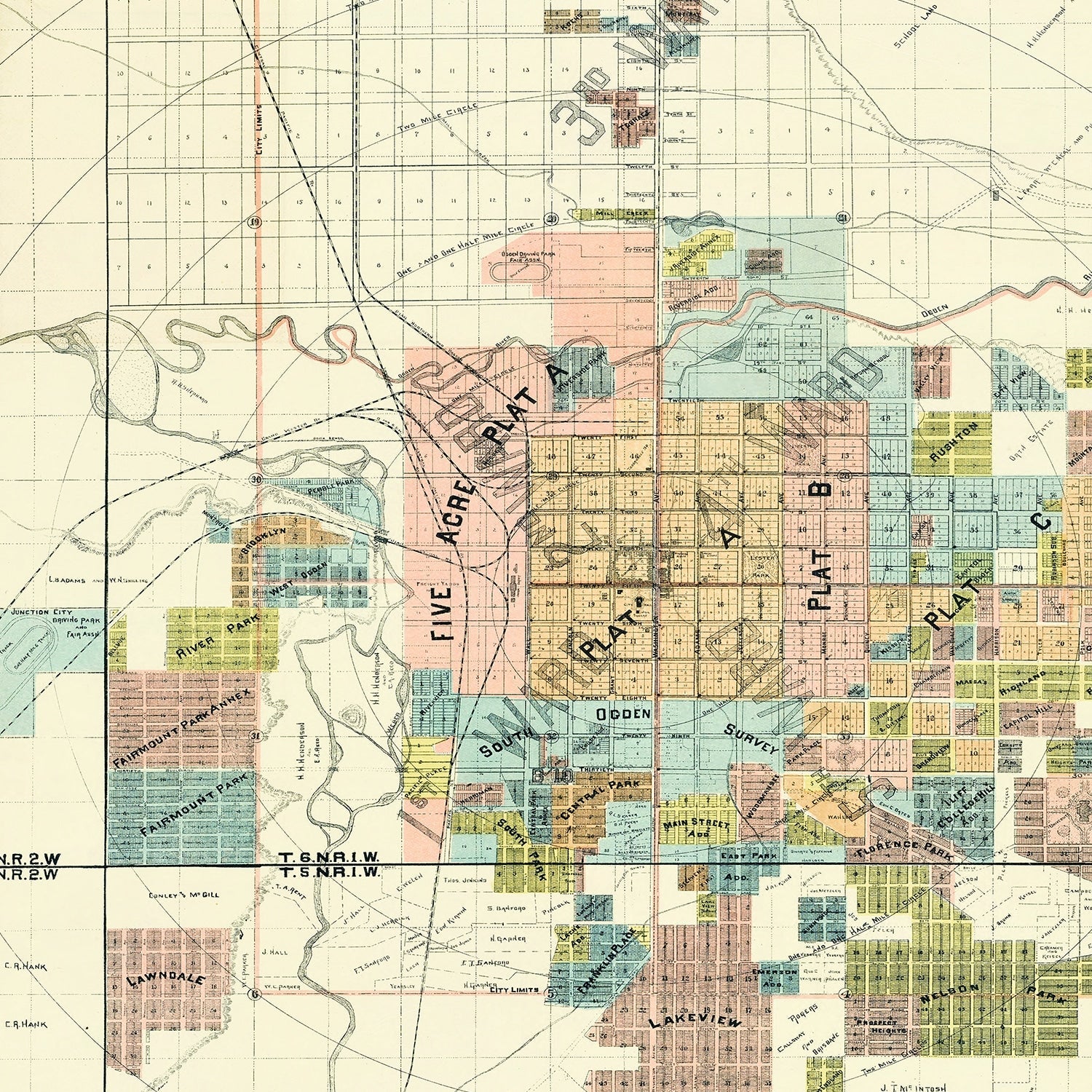 Vintage Map of Ogden, Utah 1891