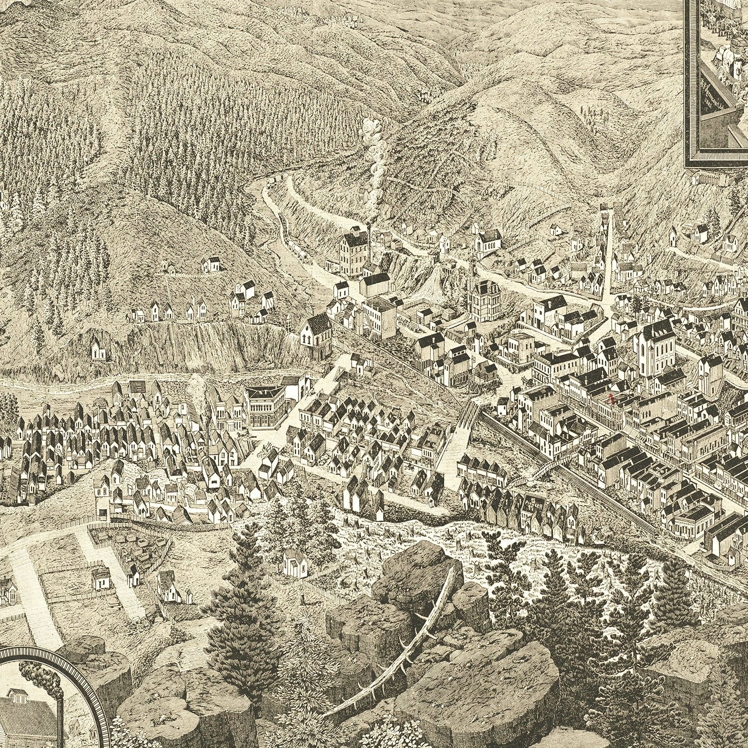 Vintage Map of Deadwood, South Dakota 1884