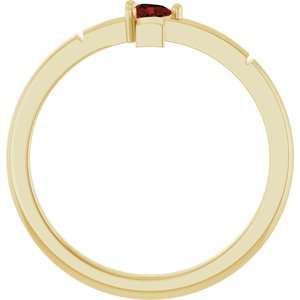 14K Yellow Gold Natural Mozambique Garnet Heart Cross Ring