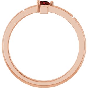 14K Rose Gold Natural Mozambique Garnet Heart Cross Ring