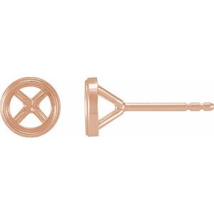 14K Rose Gold 5.2 mm Round Bezel-Set Cocktail-Style Earring Mounting