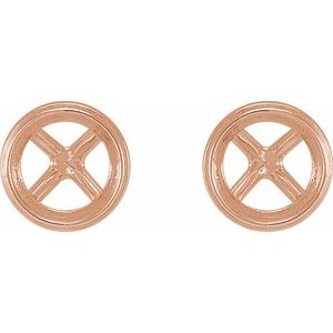 14K Rose Gold 5.2 mm Round Bezel-Set Cocktail-Style Earring Mounting – image 2