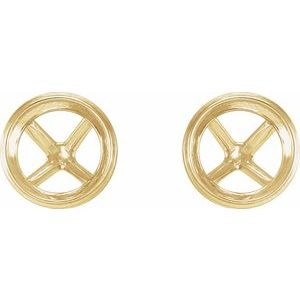10K Yellow Gold 3 mm Round Bezel-Set Cocktail-Style Earring Mounting – image 2