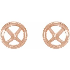 14K Rose Gold 8 mm Round Bezel-Set Cocktail-Style Earring Mounting – image 2