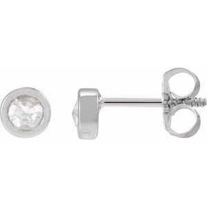 Platinum 1/5 CTW Rose-Cut Natural Diamond Stud Earrings
