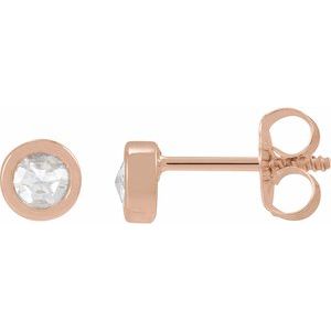 14K Rose Gold 1/5 CTW Rose-Cut Natural Diamond  Stud Earrings