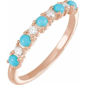 14K Rose Gold Natural Turquoise & 1/8 CTW Natural Diamond Ring