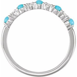 Platinum Natural Turquoise & 1/8 CTW Natural Diamond Ring