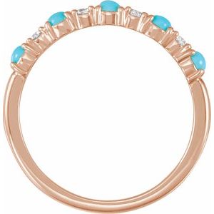 14K Rose Gold Natural Turquoise & 1/8 CTW Natural Diamond Ring