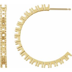 14K Yellow Gold 2.4 mm Round Accented 27.7 mm Hoop Earring Mounting