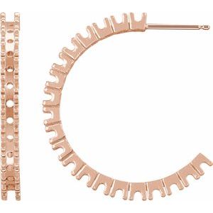 14K Rose Gold 2.4 mm Round Accented 27.7 mm Hoop Earring Mounting