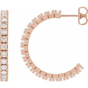14K Rose Gold 1 5/8 CTW Natural Diamond 24.7 mm Hoop Earrings