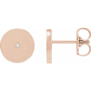 14K Rose Gold .0025 CT Natural Diamond New Moon Phase Earring