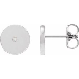 14K White Gold .0025 CT Natural Diamond New Moon Phase Earring
