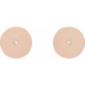 14K Rose Gold .0025 CT Natural Diamond New Moon Phase Earring – image 3