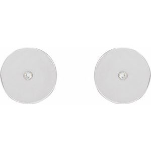 14K White Gold .0025 CT Natural Diamond New Moon Phase Earring – image 3
