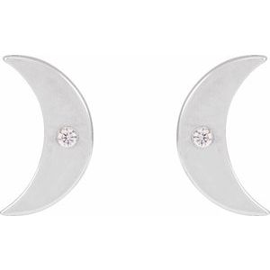 14K White Gold .0025 CT Natural Diamond Crescent Moon Phase Earring – image 3