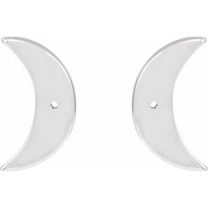 Platinum 1 mm Round Crescent Moon Phase Earring Mounting – image 3