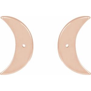 14K Rose Gold 1 mm Round Crescent Moon Phase Earring Mounting – image 3