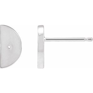 Sterling Silver 1 mm Round Quarter Moon Phase Earring Mounting