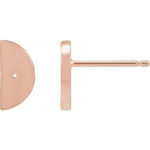 14K Rose Gold 1 mm Round Quarter Moon Phase Earring Mounting